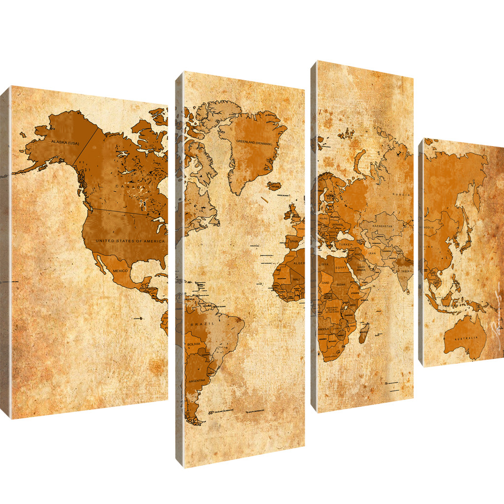 Bilder Weltkarte Kunstdruck Auf Leinwand Wandbild Bild Worldmap -Viele ...